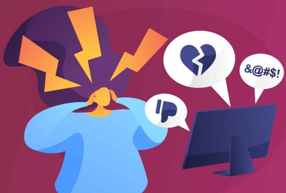Ilustración de violencia y acoso digital